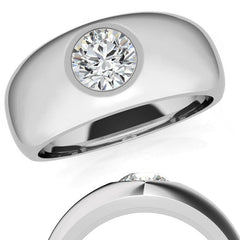 6.5mm, 1.0ct Round Mens Moissanite Ring
