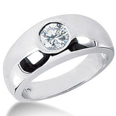 6mm, 0.75ct Round Mens Moissanite Ring