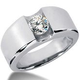 6.5mm, 1.0ct Round Mens Moissanite Ring