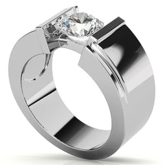 8mm, 2ct Round Mens Moissanite Ring