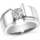 7.5mm, 1.5ct Round Mens Moissanite Ring
