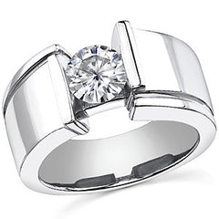 7.5mm, 1.5ct Round Mens Moissanite Ring