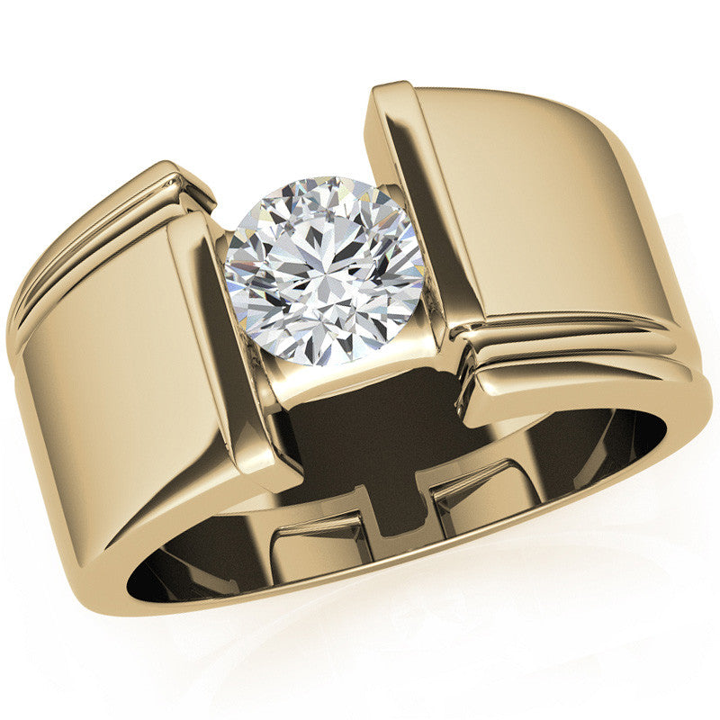 6.5mm, 1.0ct Round Mens Moissanite Ring