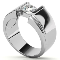 6.5mm, 1.0ct Round Mens Moissanite Ring