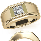 5.5mm, 1.1ct Princess Mens Moissanite Ring