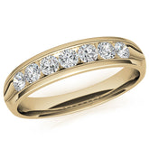 3mm, 0.70ct Round Channel Mens Moissanite Ring