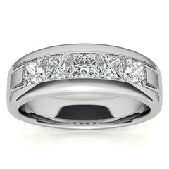 4mm, 2.15ct Square Channel Mens Moissanite Ring