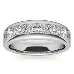 3.5mm, 1.96ct Square Channel Mens Moissanite Ring