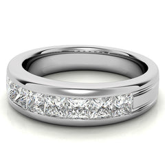 3.5mm, 1.96ct Square Channel Mens Moissanite Ring