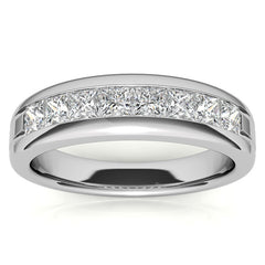 3mm, 1.44ct Square Channel Mens Moissanite Ring