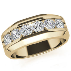 4mm, 1.5ct Round Channel Mens Moissanite Ring