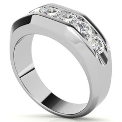 4mm, 1.5ct Round Channel Mens Moissanite Ring