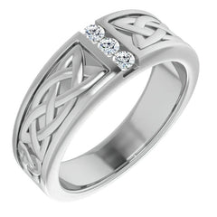 0.09ct Celtic Knot Moissanite Mens Ring