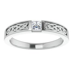 3.5mm/0.27ct Princess Celtic Knot Moissanite Mens Ring