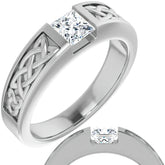 5mm/0.80ct Princess Celtic Knot Moissanite Mens Ring