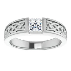 5mm/0.80ct Princess Celtic Knot Moissanite Mens Ring