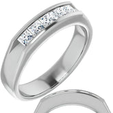 3mm/0.9ct Princess Channel Set Moissanite Mens Band