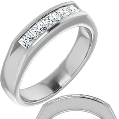 3mm/0.9ct Princess Channel Set Moissanite Mens Band