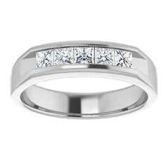 3mm/0.9ct Princess Channel Set Moissanite Mens Band