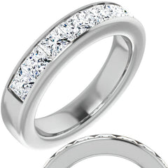4mm/2.87ct Princess Channel Set Moissanite Mens Band