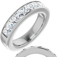 4.5mm/4.20ct Princess Channel Set Moissanite Mens Band