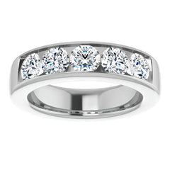 5mm/2.50ct Round Channel Set Moissanite Mens Band