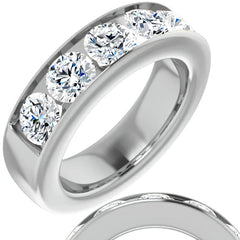 6mm/3.75ct Round Channel Set Moissanite Mens Band