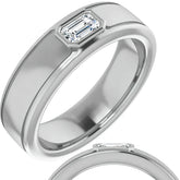 5x3/0.27ct Emerald Bezel Set Moissanite Mens Ring