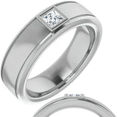 3.5mm/0.27ct Princess Bezel Set Moissanite Mens Ring