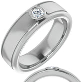 3.5mm/0.15ct Round Bezel Set Moissanite Mens Ring