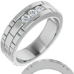 3mm/0.30ct Patterned Moissanite Mens Ring