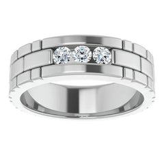 3mm/0.30ct Patterned Moissanite Mens Ring