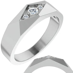 0.13ct Geometric Moissanite Mens Ring