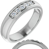 2.5mm/0.36ct Prong Set Round Brilliant Moissanite Mens Ring