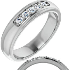 2.5mm/0.36ct Prong Set Round Brilliant Moissanite Mens Ring