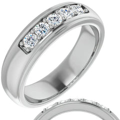 3mm/0.50ct Prong Set Round Brilliant Moissanite Mens Ring
