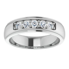 3mm/0.50ct Prong Set Round Brilliant Moissanite Mens Ring