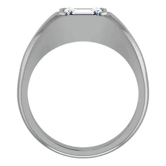 7x5/1.0ct Emerald Half Bezel Set Moissanite Mens Ring