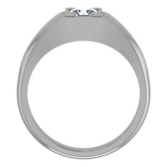 5mm/0.80ct Princess Half Bezel Set Moissanite Mens Ring