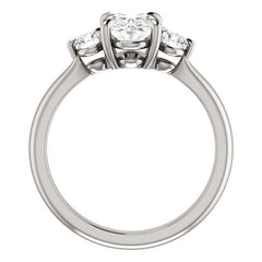 Oval and Round Moissanite 3-Stone Ring
