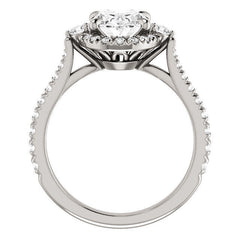 Oval Moissanite Cathedral Halo Engagement Ring with Claw Prongs