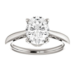 Oval Moissanite Scroll Accented Solitaire Ring