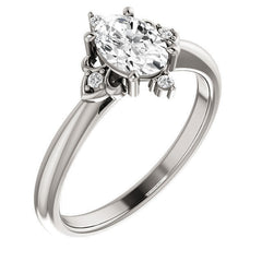 Oval Moissanite Unique Engagement Ring