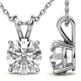 Classic 4-Prong Basket Round Brilliant Moissanite Solitaire Pendant