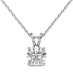 Classic 4-Prong Basket Round Brilliant Moissanite Solitaire Pendant