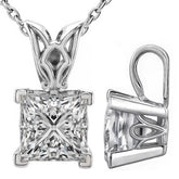 Princess cut Moissanite Vintage Scroll Solitaire Pendant