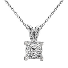 Princess cut Moissanite Vintage Scroll Solitaire Pendant