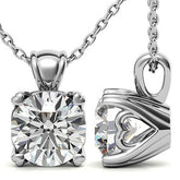 Round Brilliant Moissanite Hearts-On-Top Solitaire Pendant