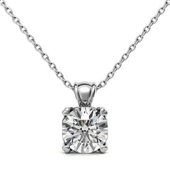 Round Brilliant Moissanite Hearts-On-Top Solitaire Pendant