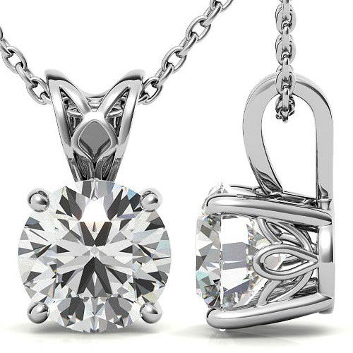 Round Brilliant Moissanite Vintage Scroll Solitaire Pendant